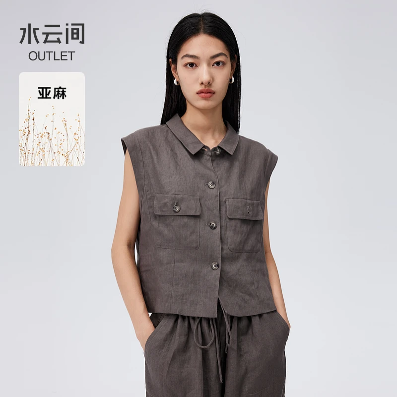 【马夹】水云间灰色亚麻马甲外套女无袖12430946