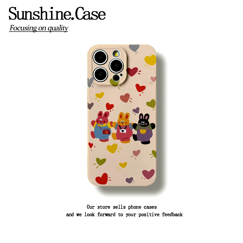 心心小兔软壳适用苹果oppo华为vivo小米手机壳防摔创意ins