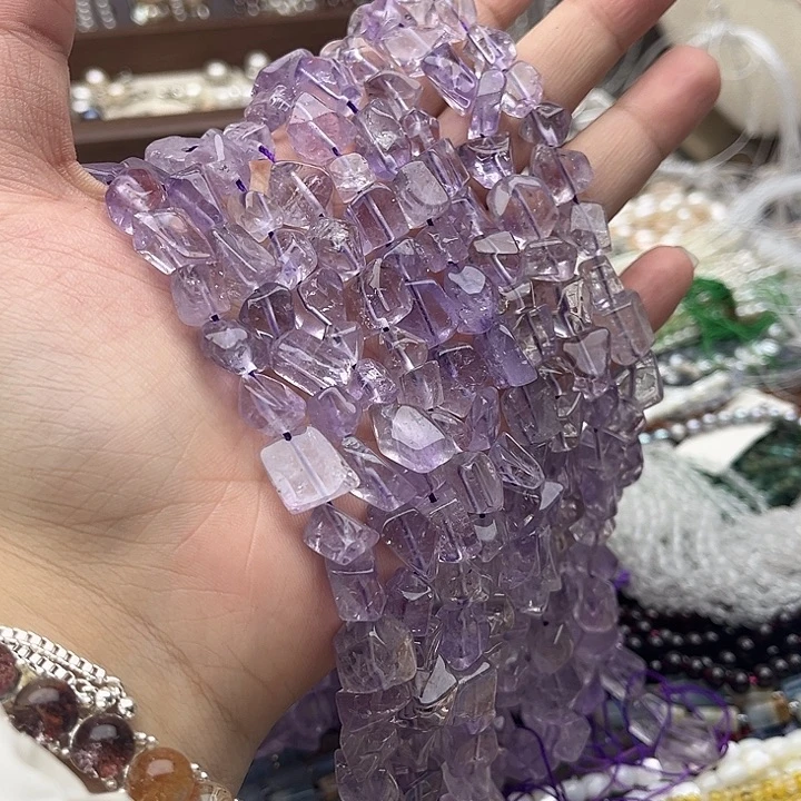 玛瑙/玉髓未镶嵌珠宝半成品一条薰衣草紫晶随型切面