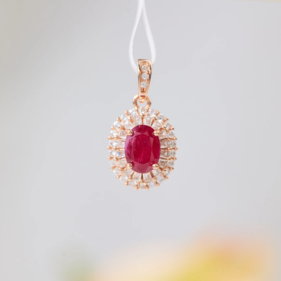 珠宝礼物【歪歪】红宝石吊坠*S925镶嵌(多样性发一）P8366