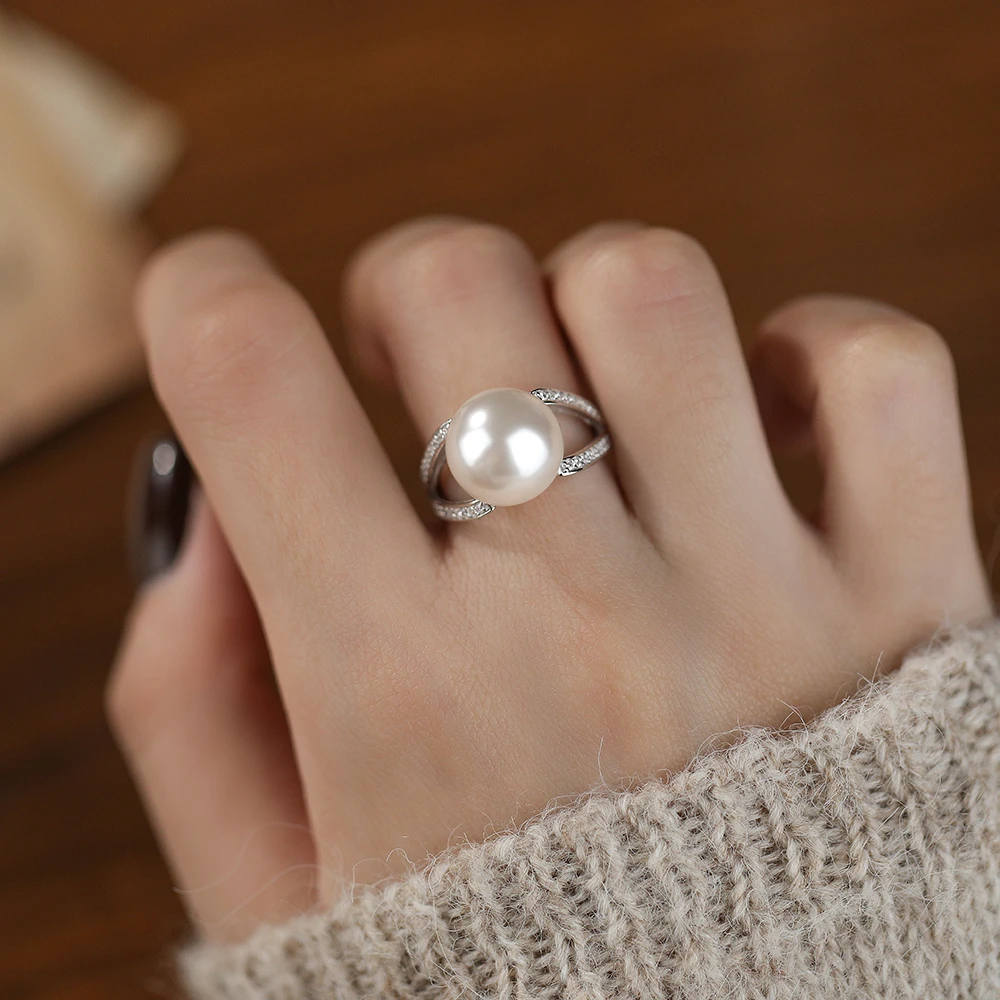 足银戒指 999足银施家珠马蹄戒指女款轻奢百搭高级感时尚百搭