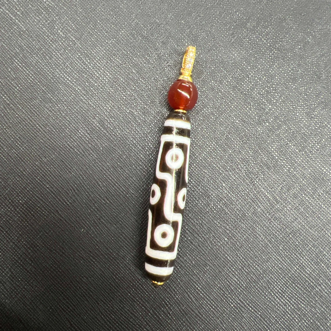 黑白九眼天珠吊坠设计款/多样性发其一  TZDZSJ283-P