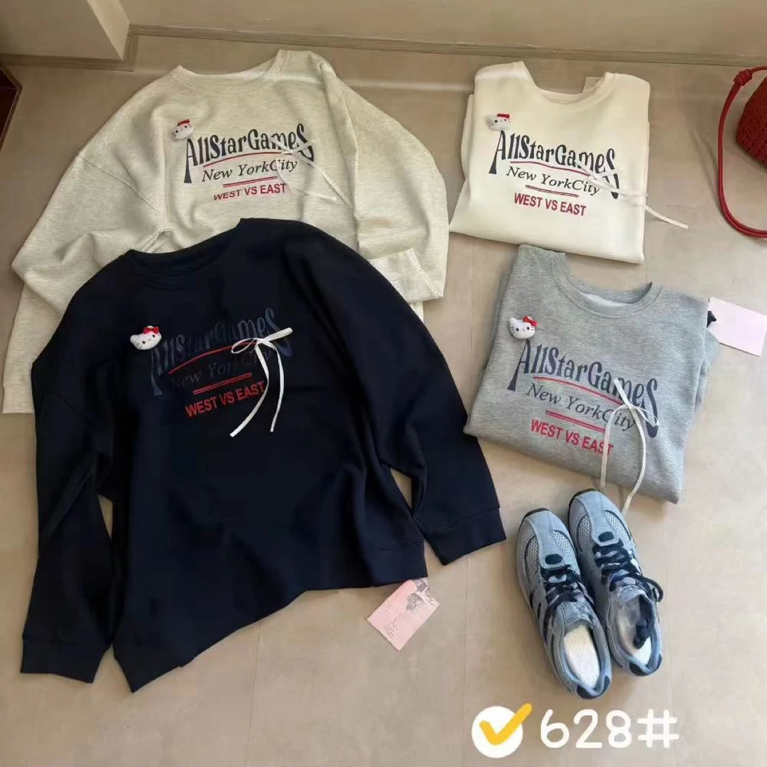 秋季新款Hellokity百搭圆领女长袖卫衣春秋韩版卡通秋款休闲纯棉