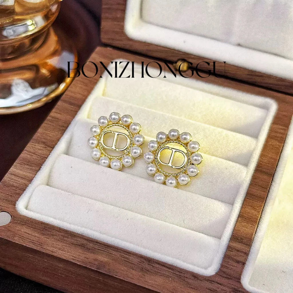 非金属仿珍珠耳饰 A138《干枯玫瑰》法式风情圆盘猪鼻高级定制耳钉