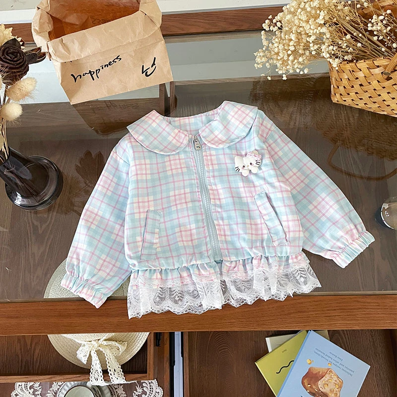 【现货】QW252114秋季新款女童外套女宝休闲洋气格子外套春秋小童