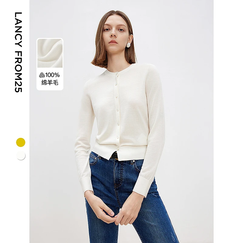 达人朗姿法式纯羊毛高级感设计感毛针织衫气质修身开衫20