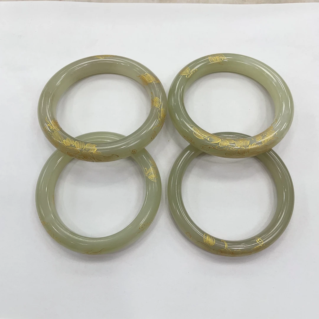 天然和田玉描金手镯多样性发其一z