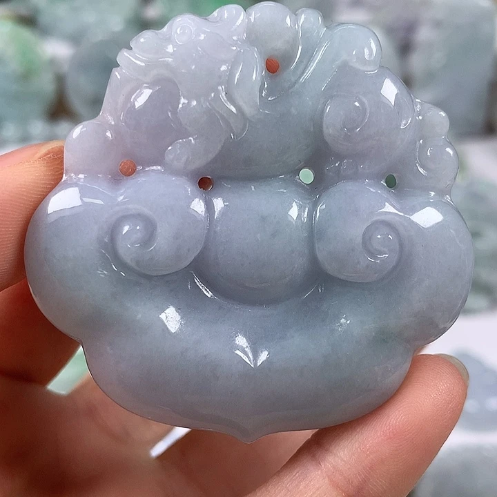 颈饰未镶嵌翡翠如意麒麟两面工艺福利卡厚12+