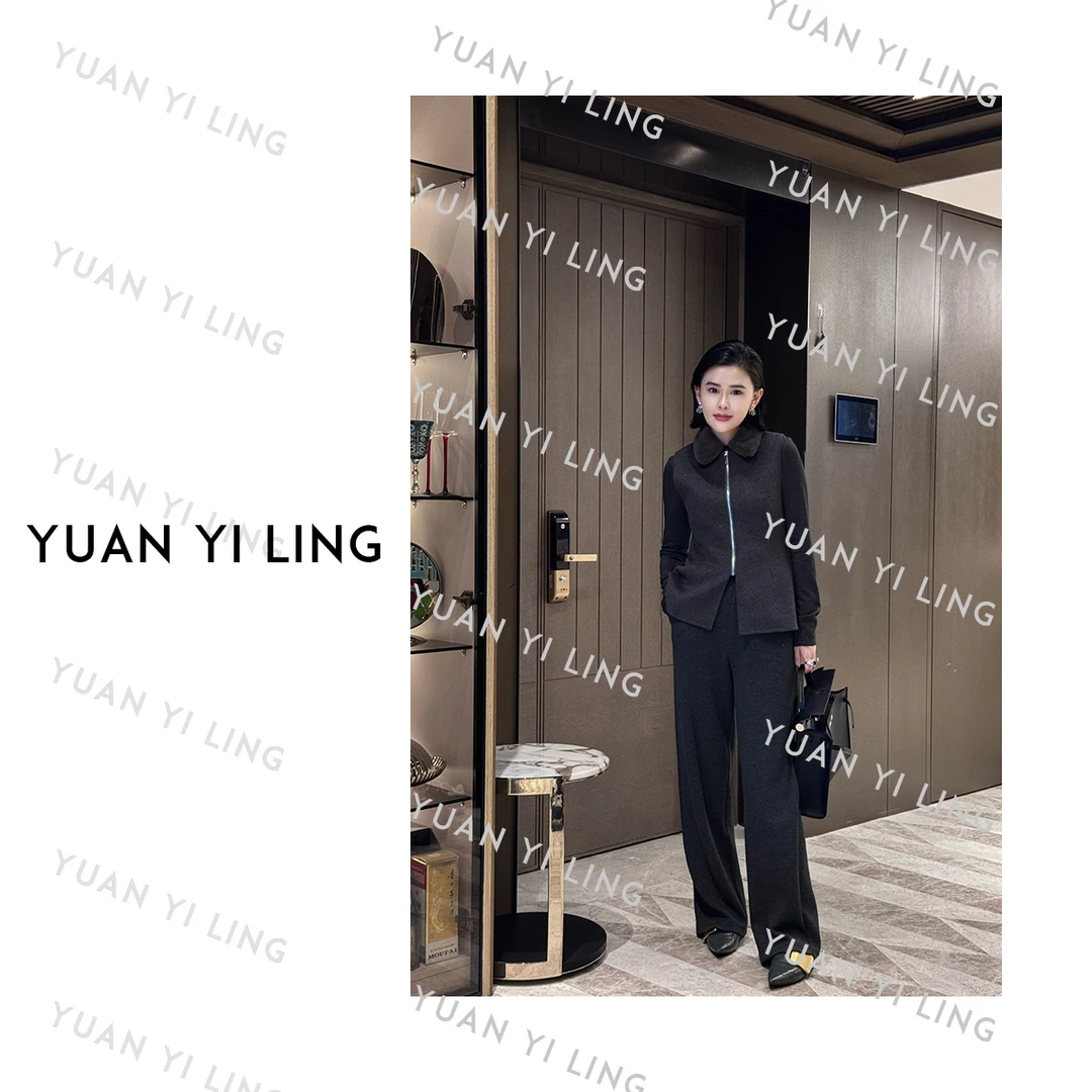 袁艺灵【赫丽斯】羊毛高支羊绒拉链设计感双面呢马甲3194
