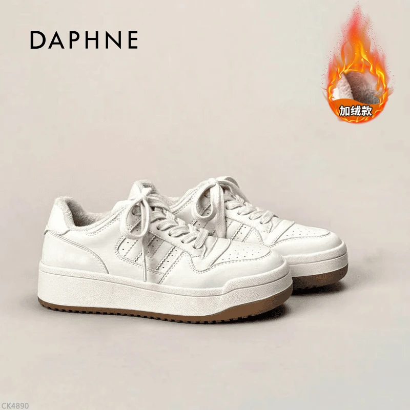 达芙妮秋冬新款加绒厚底休闲鞋潮流板鞋时尚休闲鞋百搭