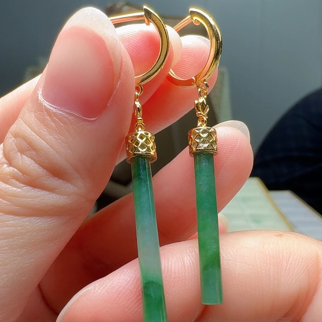 银S925镶嵌翡翠耳饰多样性发货其一