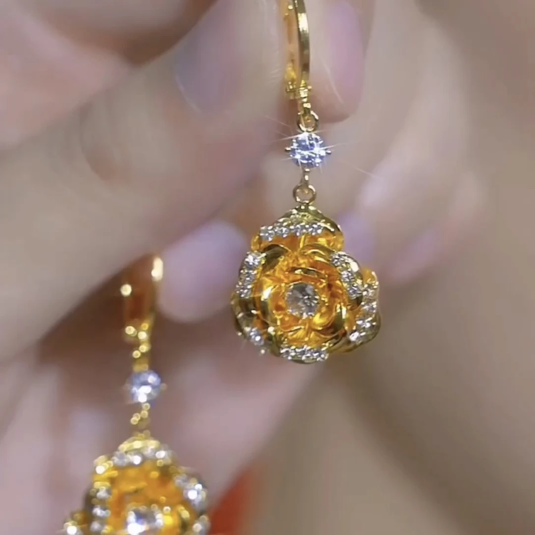 铜合金耳饰 【玫瑰佳人】时尚气质百搭耳环