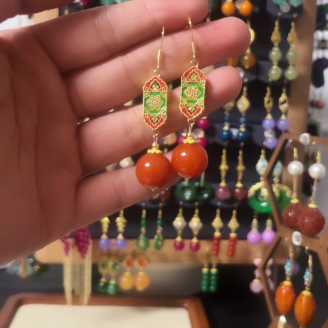 锆石纯铜925银耳饰