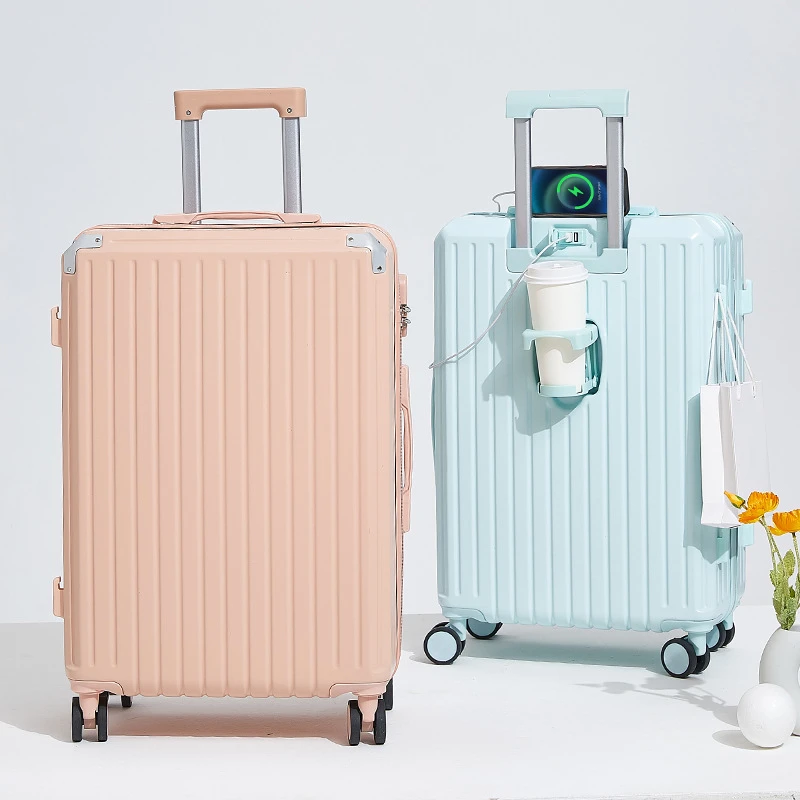usb青春主动派行李箱20寸小型拉杆箱24寸26寸可充电登机箱旅行箱
