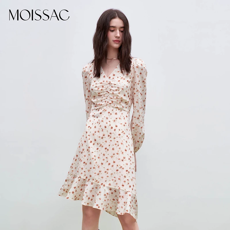 【KK专属】MOISSAC/摩萨克 秋法式收腰长袖碎花连衣裙MWDQ50040