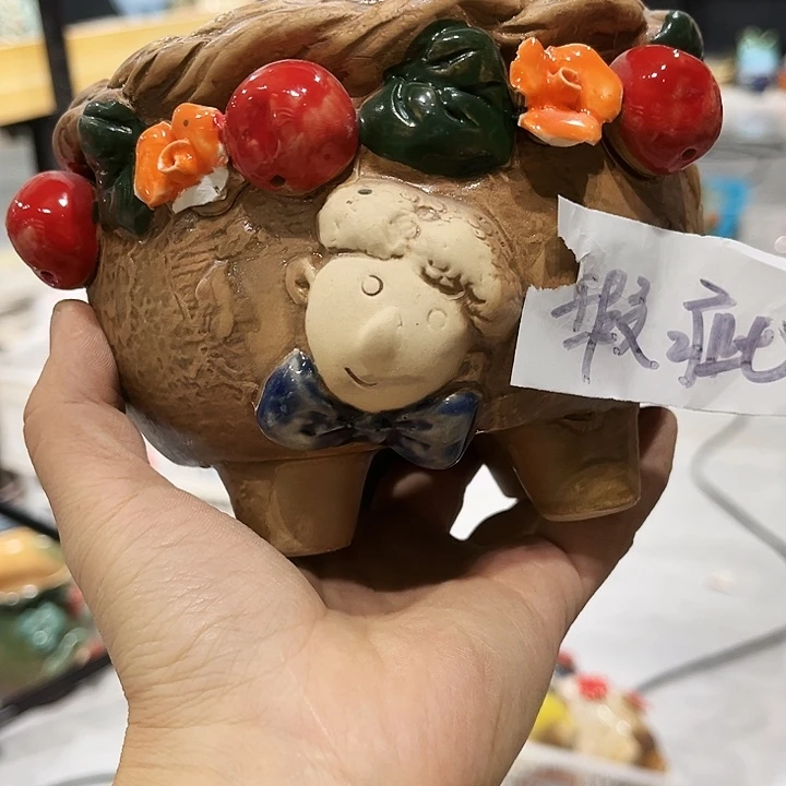 瓷片花盆多肉植物艺术品