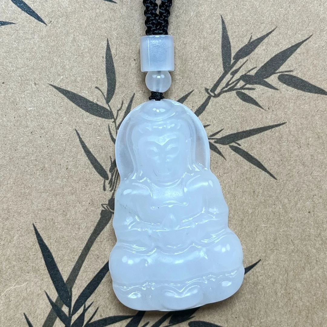 新疆天山翠天然玉石52mm观音男女气质吊坠复古项饰精美挂坠