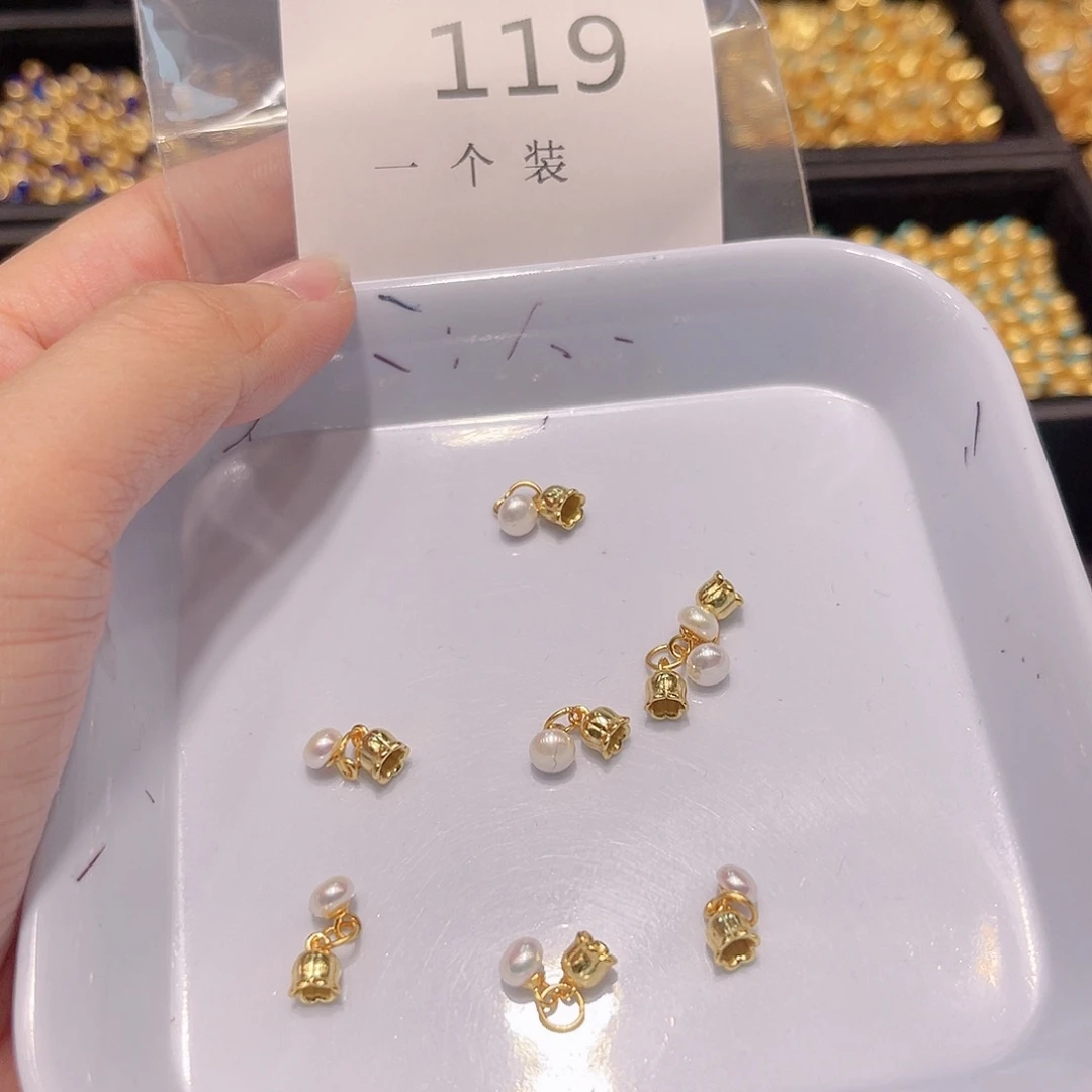 水晶珠宝半成品银S925镀金镶嵌119 。