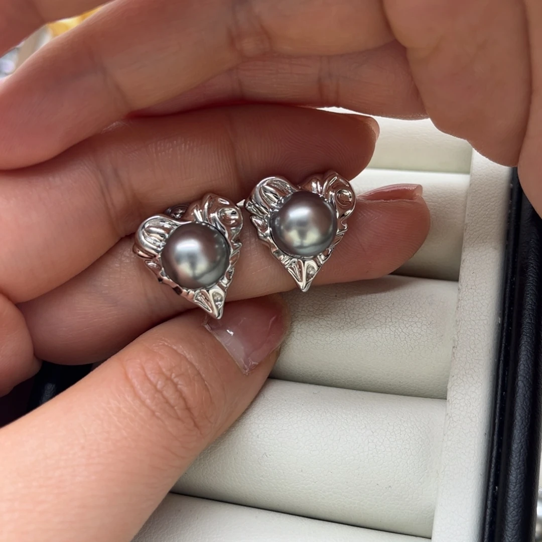 银S925镶嵌耳饰海水珍珠