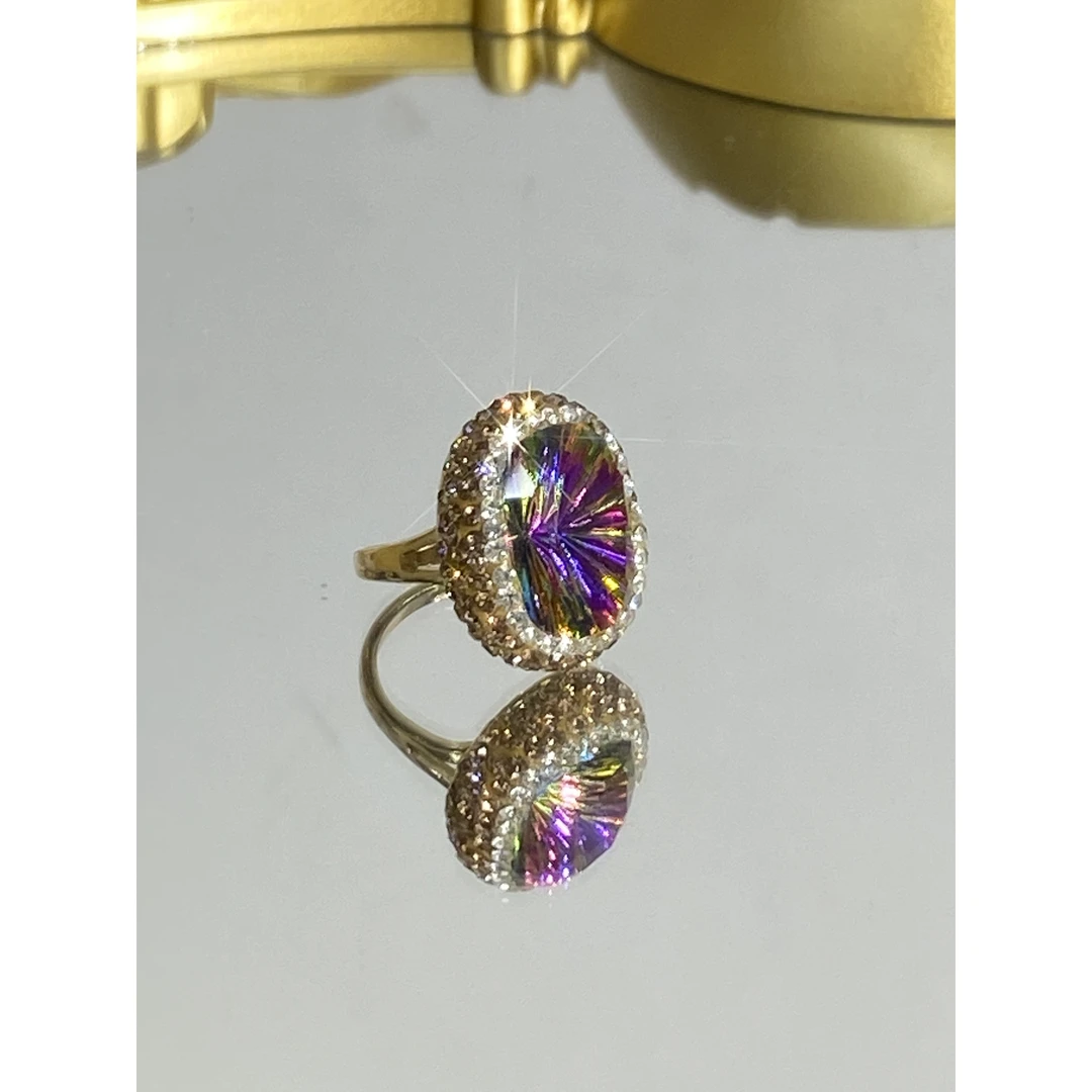 铜合金合成锆石戒指 TTSD 彩色时尚潮流百搭款戒指 1079