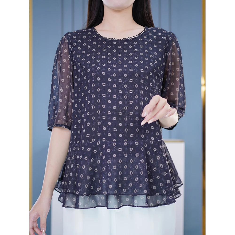 别致漂亮小衫洋气胖妹妹大码女装中老年妈妈装宽松上衣高级感衣服