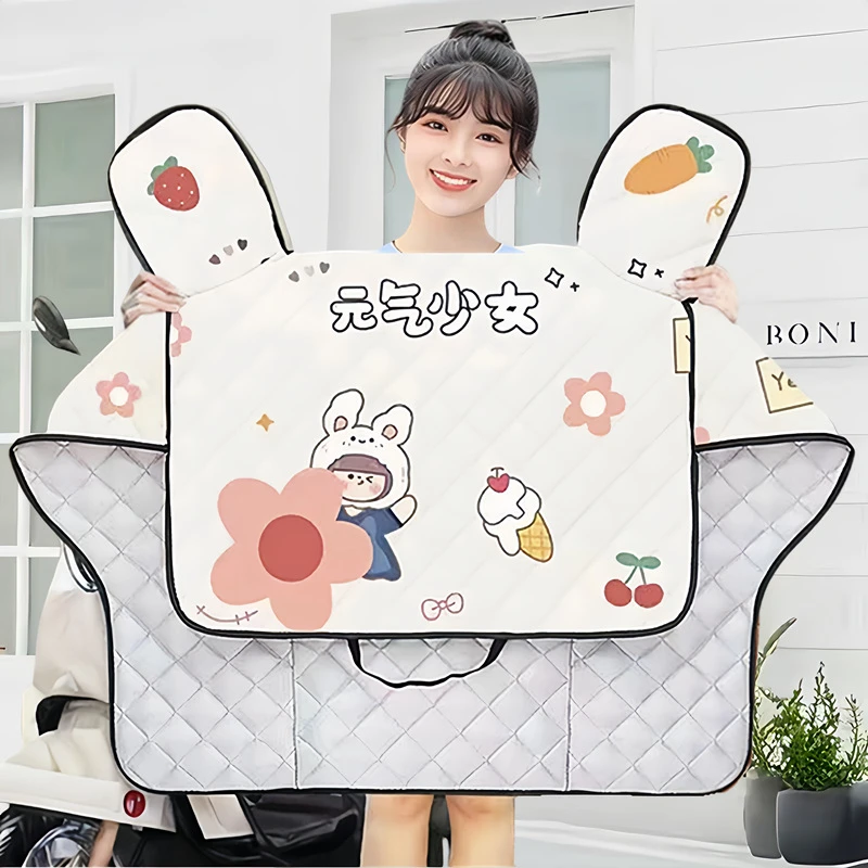 防晒电动车挡风被夏季薄款防风遮阳罩电瓶摩托车挡风防雨