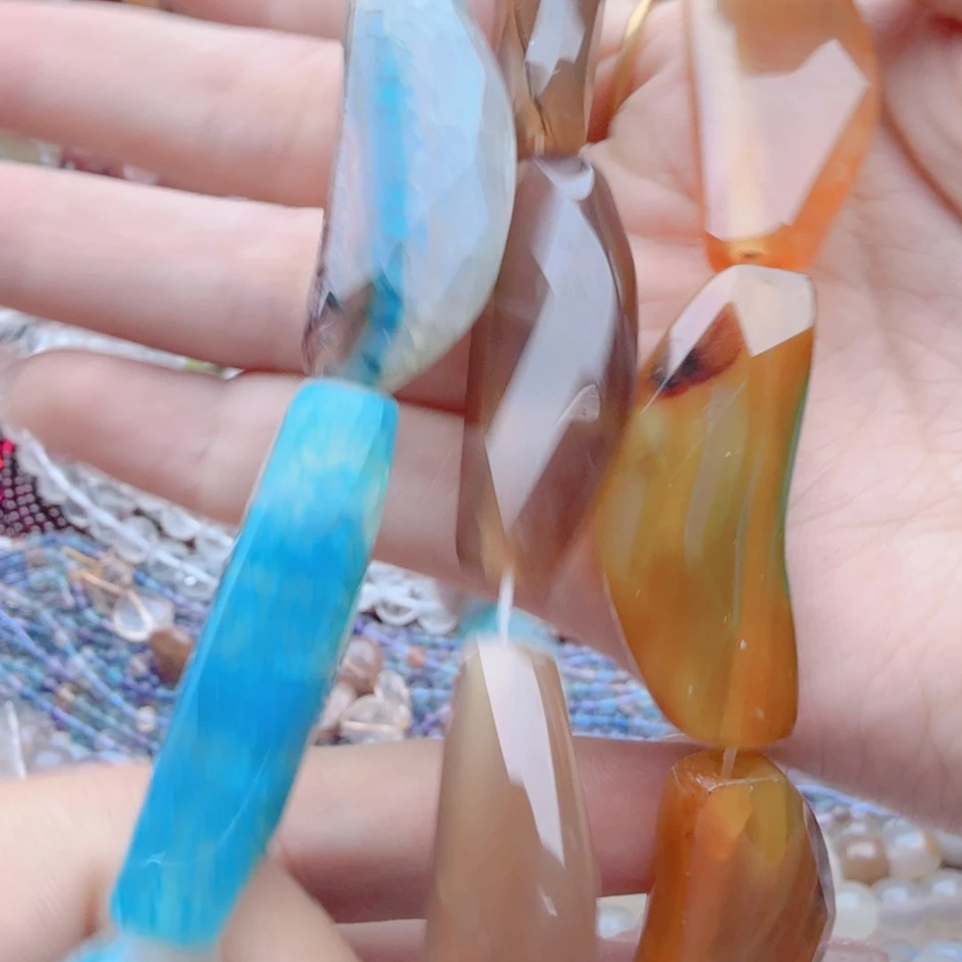 玛瑙/玉髓珠宝半成品未镶嵌五****）玛瑙3条打包