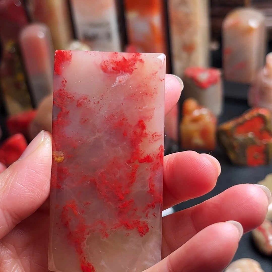 印石巴林石鸡血石扁章