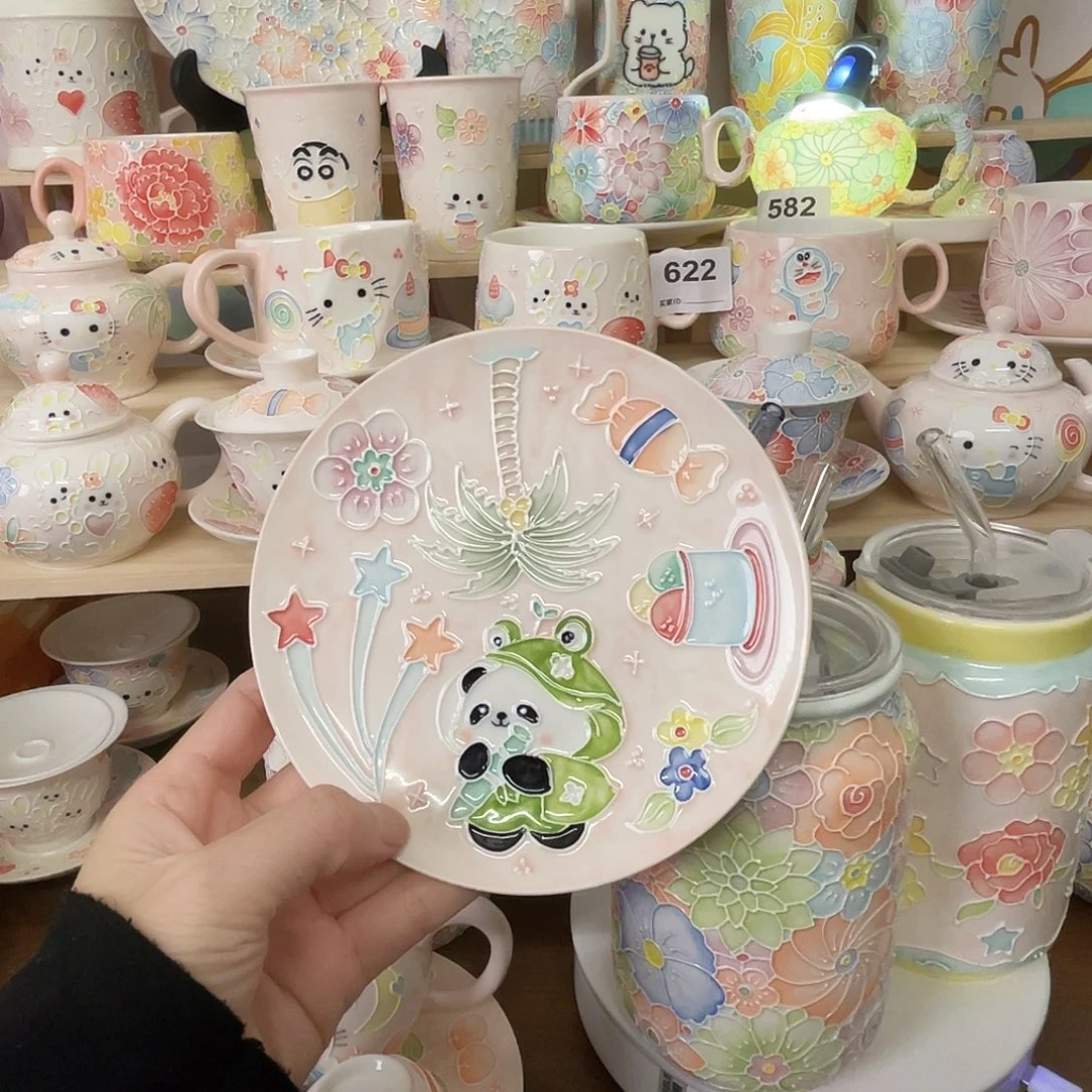 瓷片5.5寸盘熊猫熊猫