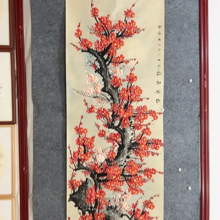 国画手绘国画梅开五福