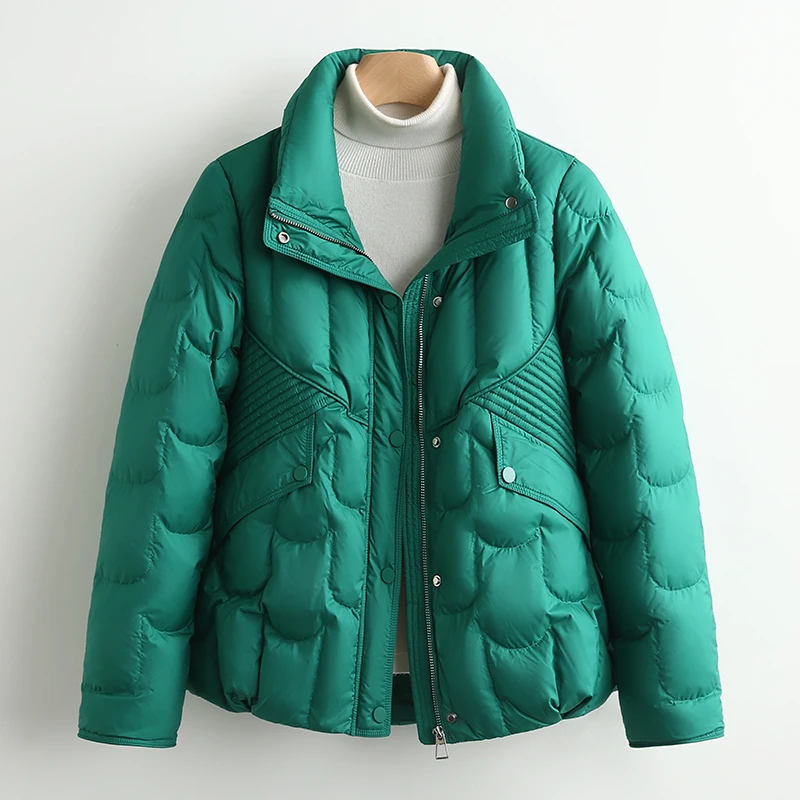 【伍莎-自营】韩版宽松立领拉链暗扣休闲百搭羽绒服#QDZ48H023