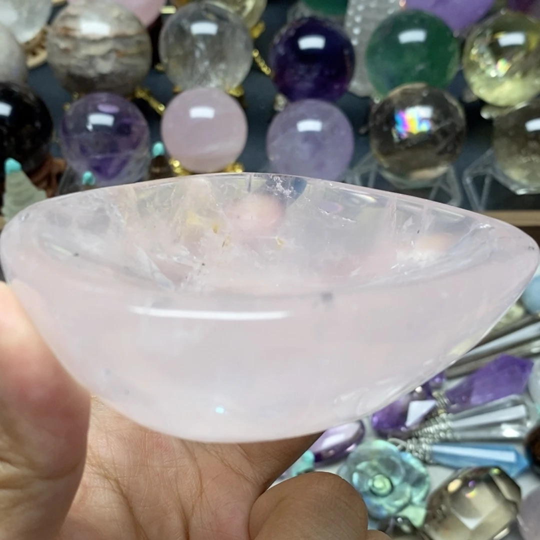 未镶嵌珠宝半成品水晶粉晶盘子