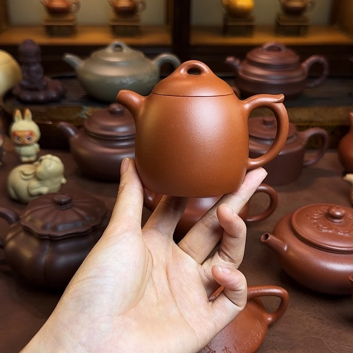 茶壶紫砂秦权壶，红泥