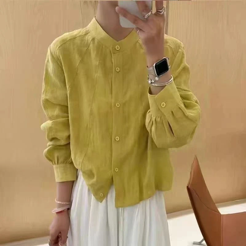 褶皱设计感长袖衬衫女2025春季新款宽松显瘦百搭小个子上衣外套潮