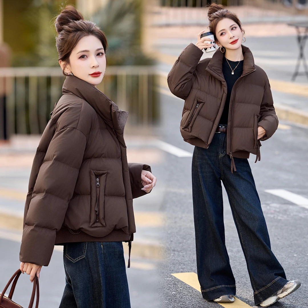 高端洋气羽绒服女冬季2025新款小个子宽松立领加厚保暖白鸭绒外套