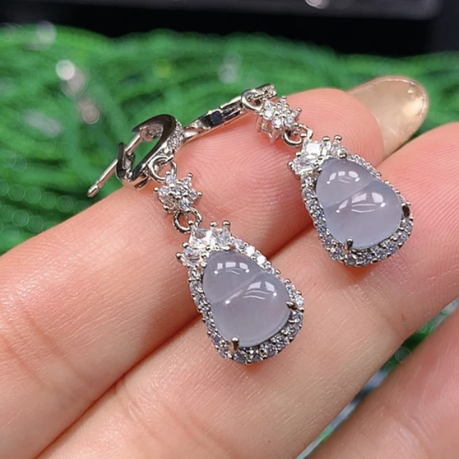 天然A货翡翠 冰紫葫芦吊坠