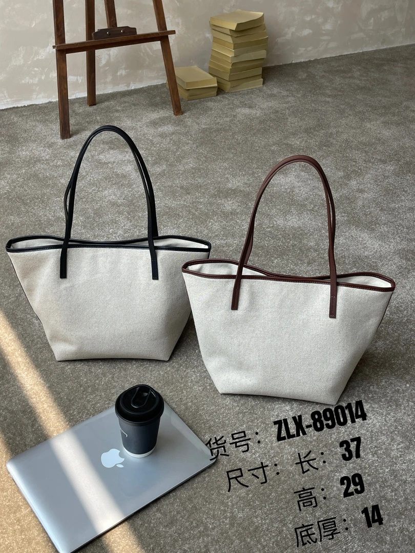 ZLX休闲风棉麻布艺简约购物袋大容量9014