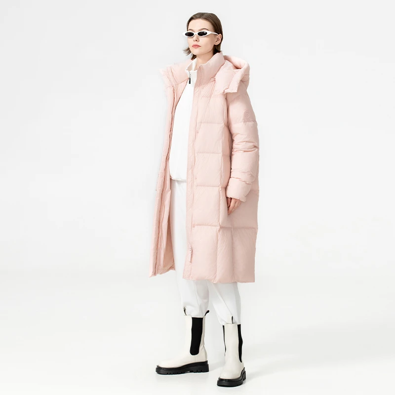 2025新款男女连帽长款羽绒服过膝保暖简约经典外套28975