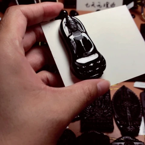 翡翠未镶嵌颈饰天然缅甸a货钢琴黑挂件