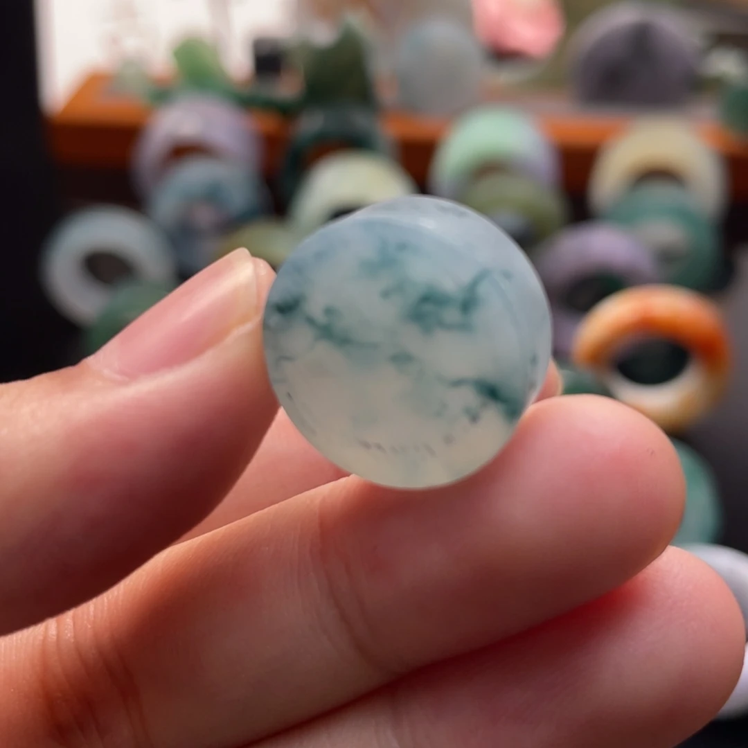 定制翡翠未镶嵌  牛仔蓝冰飘花