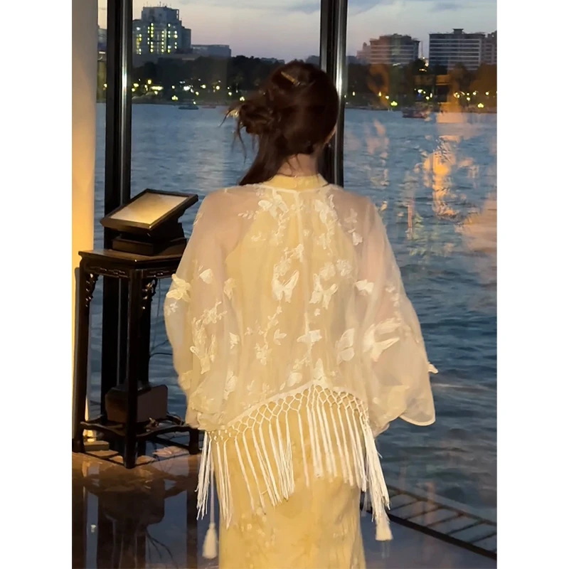 DMcc【织秋意】重工蝴蝶刺绣古风流苏防晒气质开衫