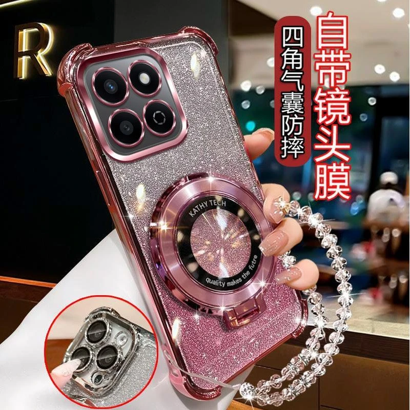 气囊防摔荣耀畅玩60Plus手机壳ALTAN00高质量镜头全包闪粉CD支架