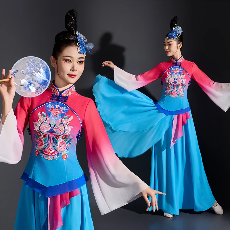 陕北秧歌展演绥德队演出服男女同款绣花秧歌服女款2025款网红款
