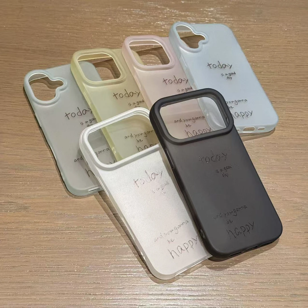 创意英文适用苹果17PROMAX手机壳iPhone15大孔14磨砂高级感16