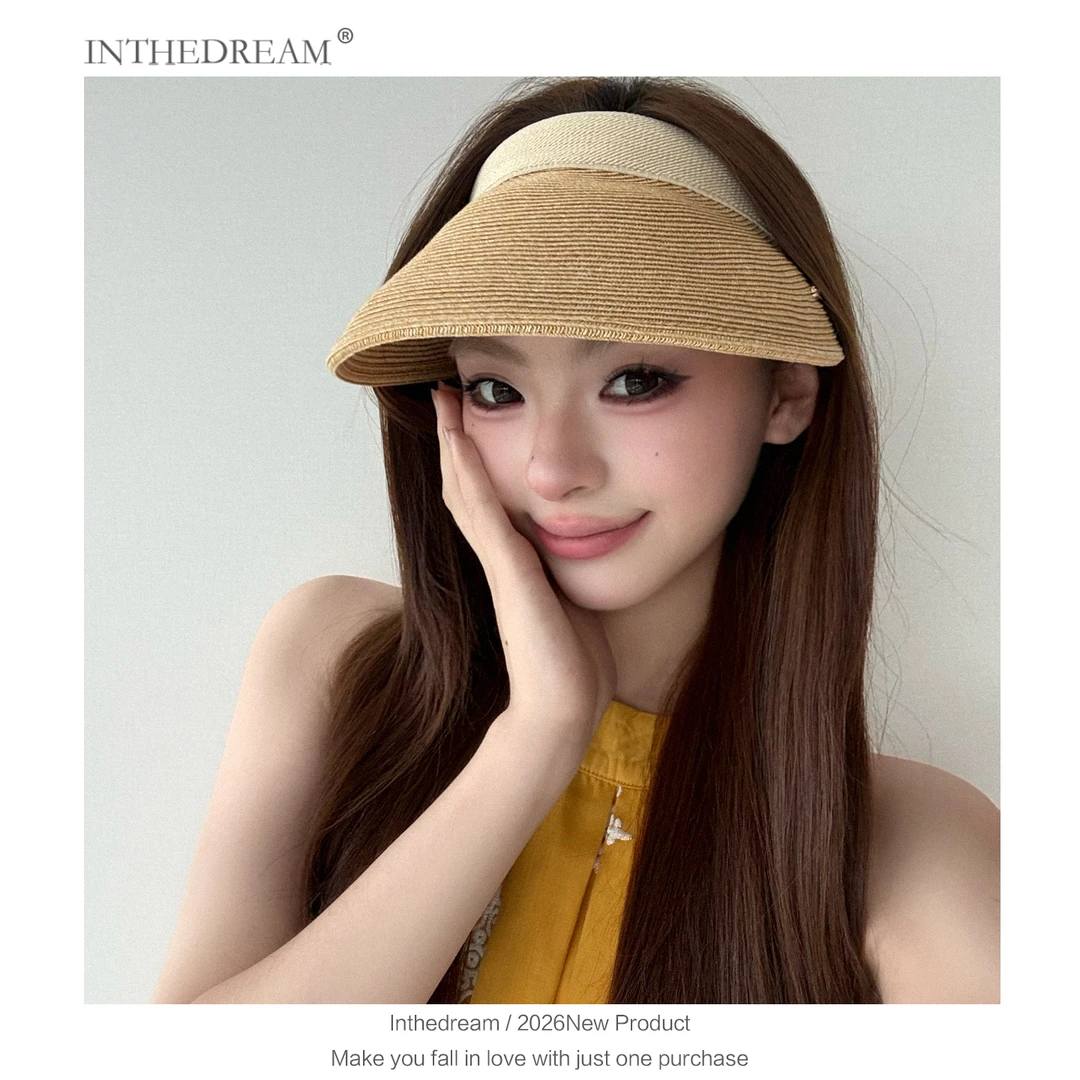 夏季空顶草帽女2025新款海边度假沙滩大帽檐遮阳防晒帽百搭太阳帽