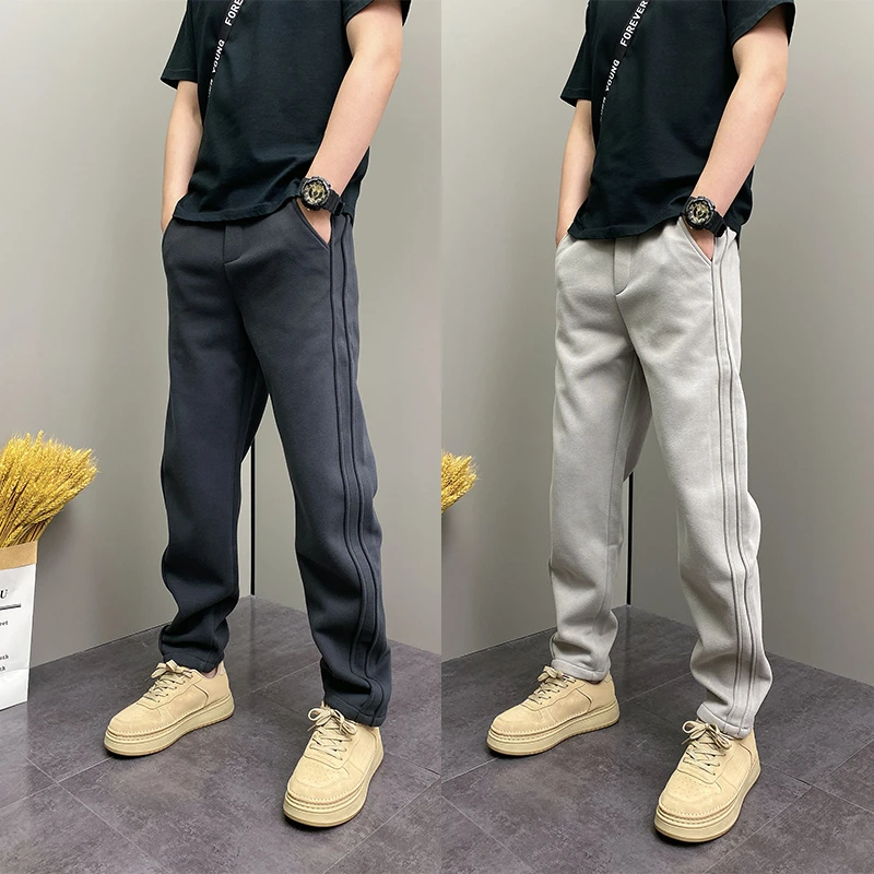 裤子男士秋冬时尚直筒卫裤潮流百搭黑色休闲裤宽松阔腿裤运动长裤