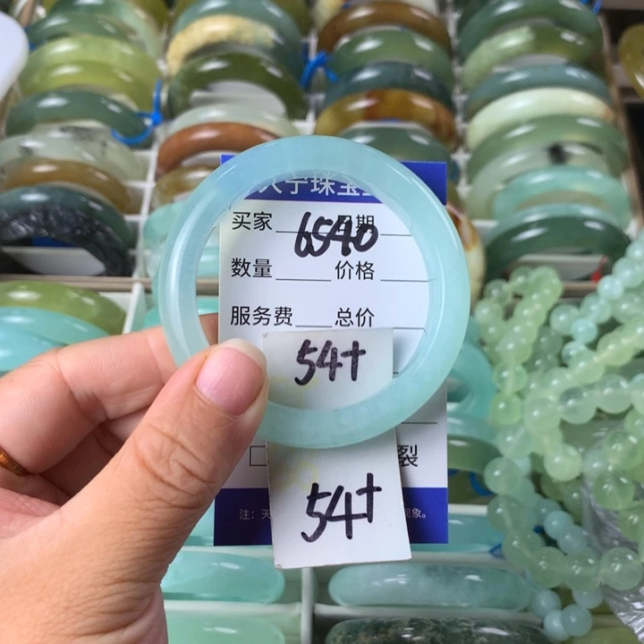 未镶嵌蛇纹石玉手镯6540