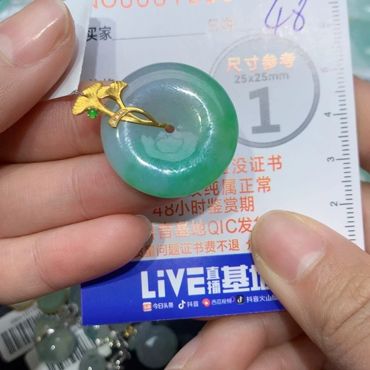 翡翠颈饰18K金镶嵌陌**笑平安扣