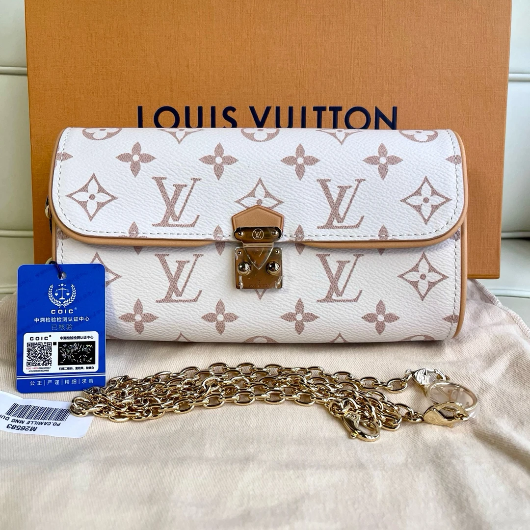 99新 LouisVuitton/路易威登 119396 lv沙丘色链条包