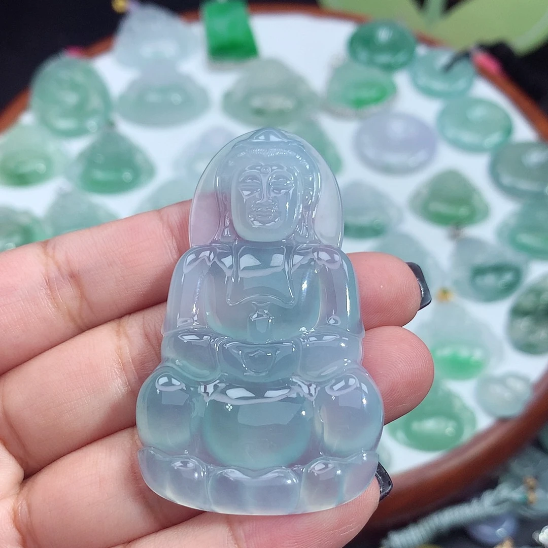 牡***丹翡翠未镶嵌颈饰观音